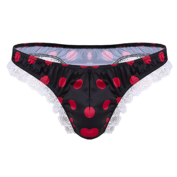 Men's Shiny Satin Ruffle Lace Panties / G-String High Cut Male Sissy Underwear Lingerie - EVE's SECRETS